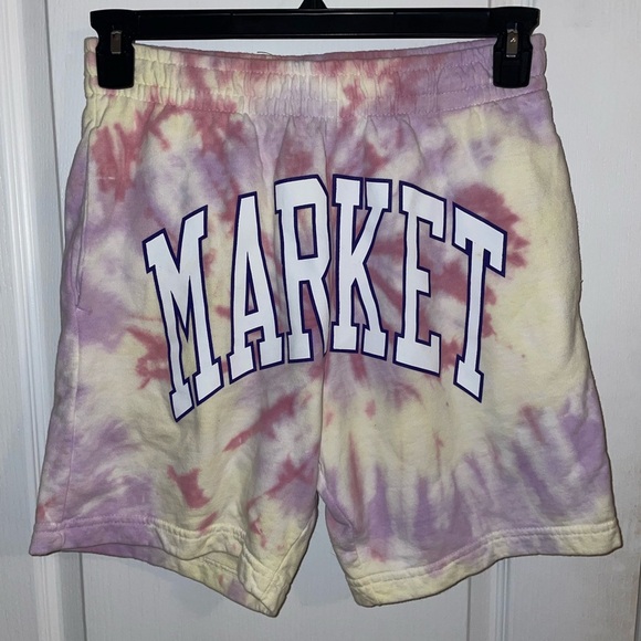 Chinatown Market Tye Dye Pink and Yellow Athletic Sweat Shorts Size Small - Picture 2 of 4